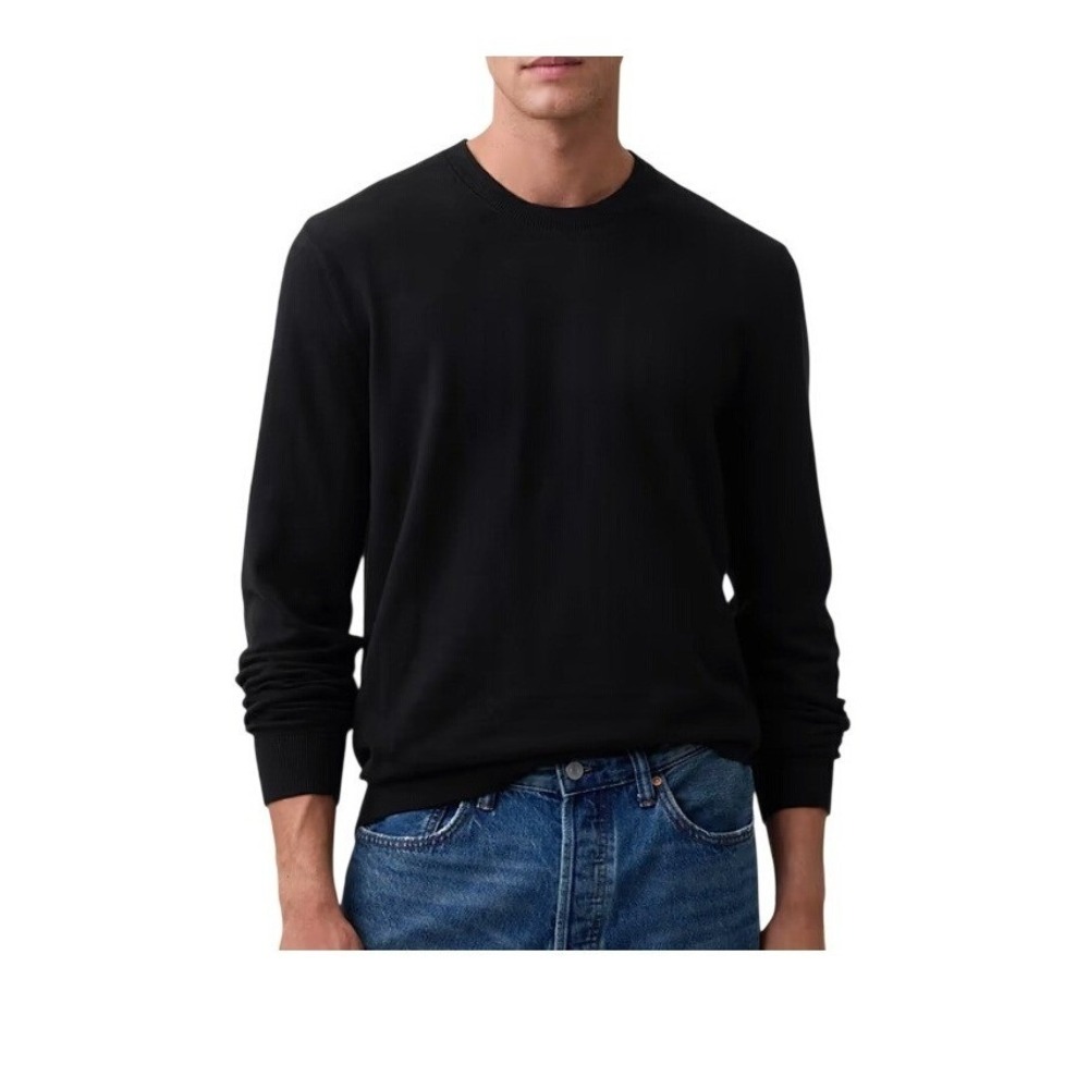 Gap Recycled Knit Crewneck Sweater True Black Wool Mix Long Sleeve‎ L